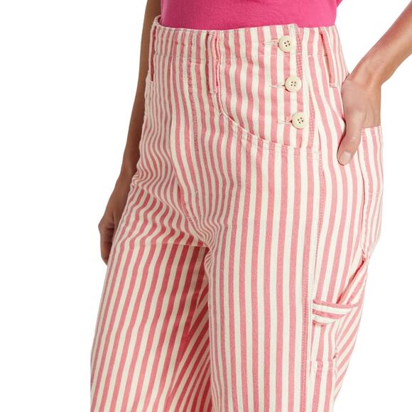 MOTHER (34) The Seafarer Hover Striped Ankle Pants Candy Striper Carpenter - Picture 3 of 11